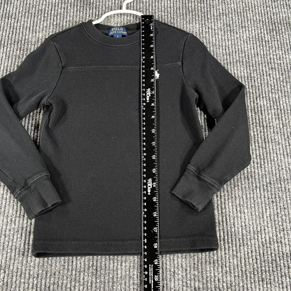 Polo Ralph Lauren Sweater Youth Boys Size 6 Black Crewneck Long Sleeve Cotton‎